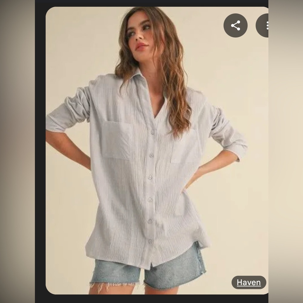 Miou muse medium gauzy button up